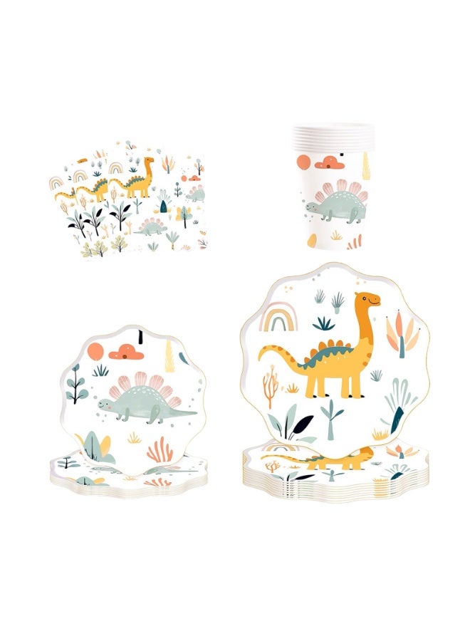 Home Smart Dinosaur Series Dessert Plates (8" & 10.5"), Cups (9oz, 8 Pcs), Napkins (6.5" x 6.5", 16 Pcs) - Elegant Dinosaur Series Set for Parties, Gatherings, Birthday and Special Occasions - Image 1